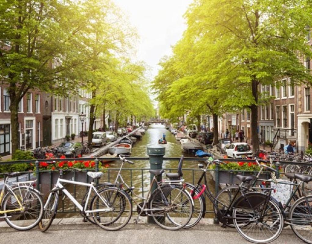 Photo of canal houses in Amsterdam