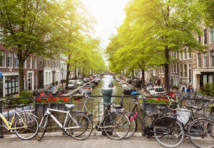 Photo of canal houses in Amsterdam