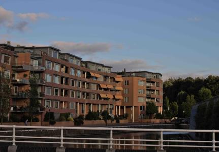 Houses near a body of water