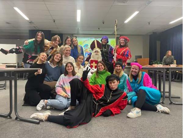 Giusy and friends with Sinterklaas and Piet