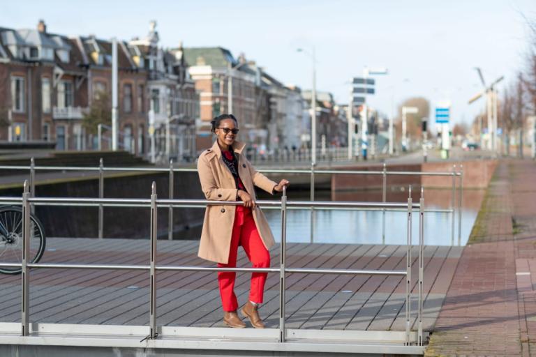 A girl on a bridge in Delft